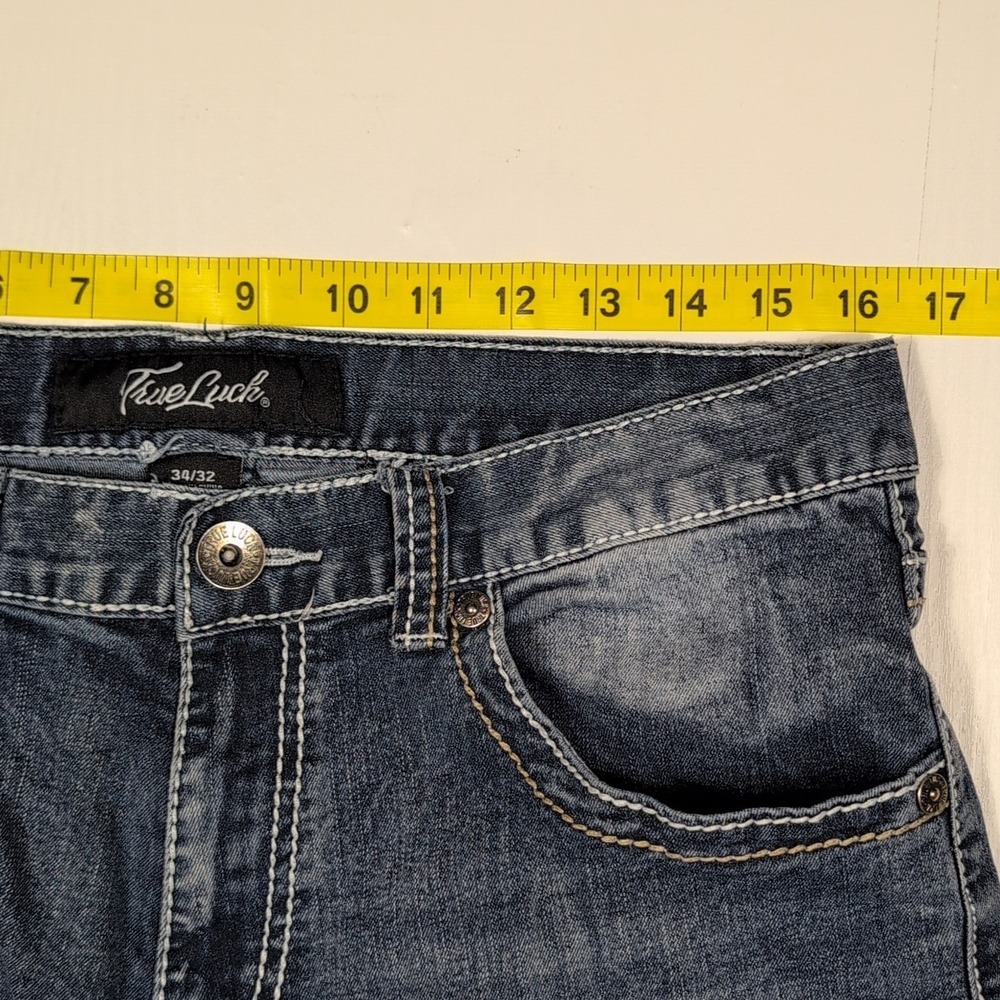 True Luck Men Bootcut Jeans 34x32 Blue Classic Fit Western Denim Pants - Picture 9 of 16